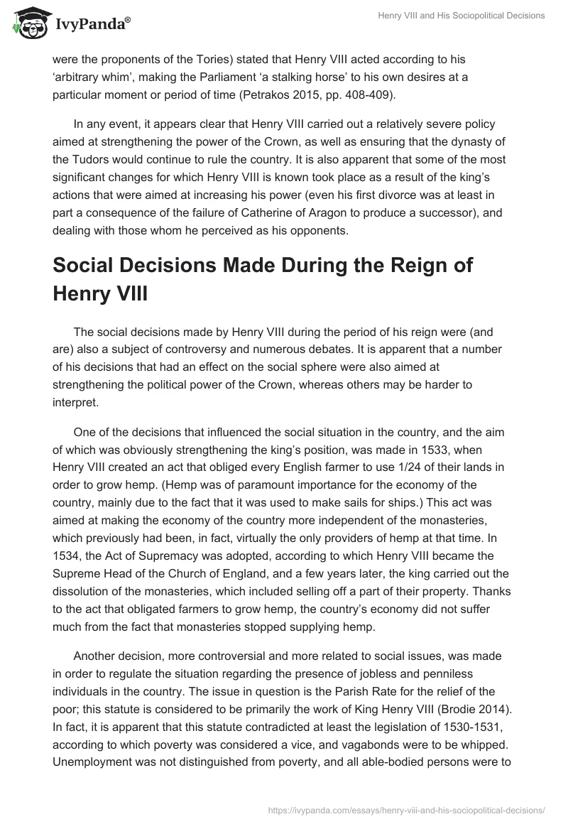 Henry VIII and His Sociopolitical Decisions. Page 4