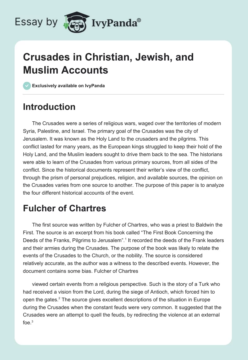 Crusades in Christian, Jewish, and Muslim Accounts. Page 1