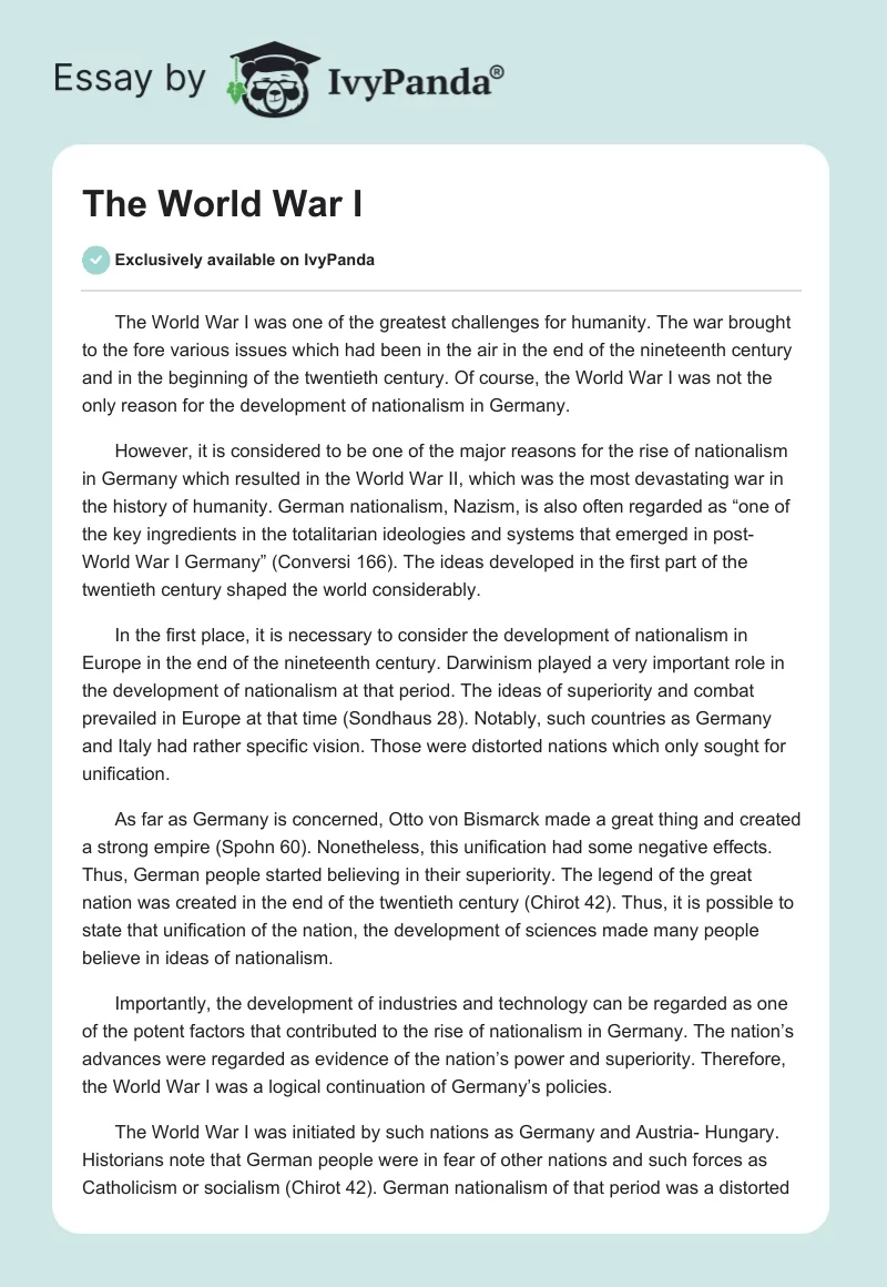 The World War I. Page 1