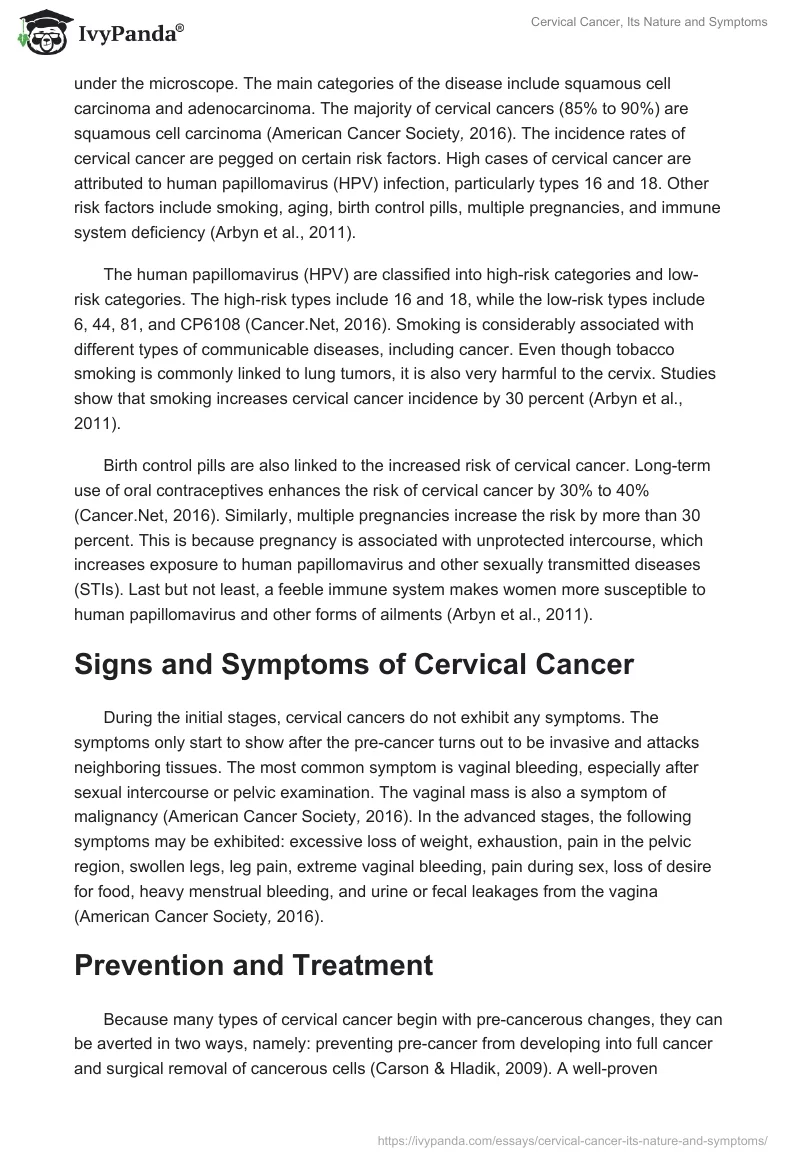 Cervical Cancer, Its Nature and Symptoms. Page 2