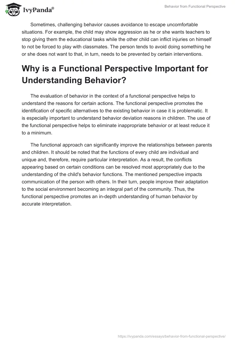 Behavior from Functional Perspective. Page 2