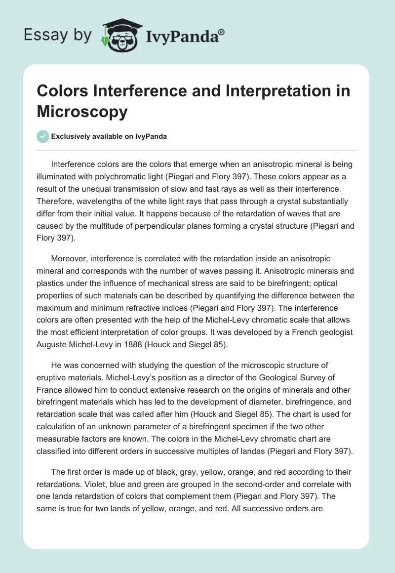 Colors Interference and Interpretation in Microscopy. Page 1