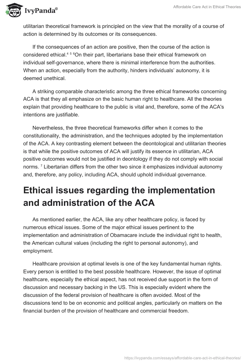 Affordable Care Act in Ethical Theories. Page 2