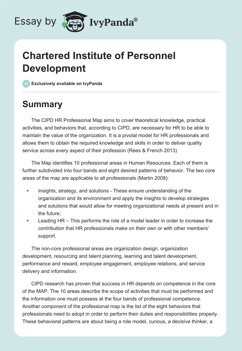 Chartered Institute of Personnel Development. Page 1