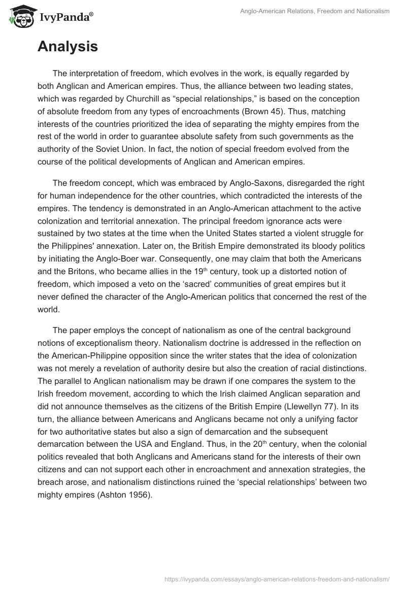 Anglo-American Relations, Freedom and Nationalism. Page 2