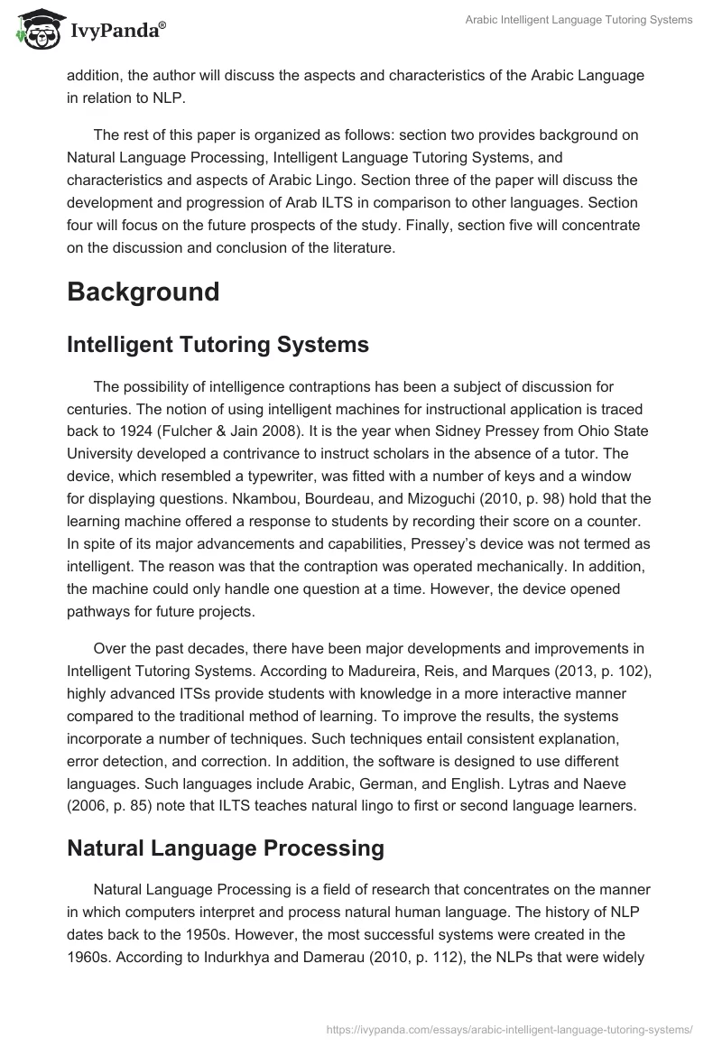 Arabic Intelligent Language Tutoring Systems. Page 2