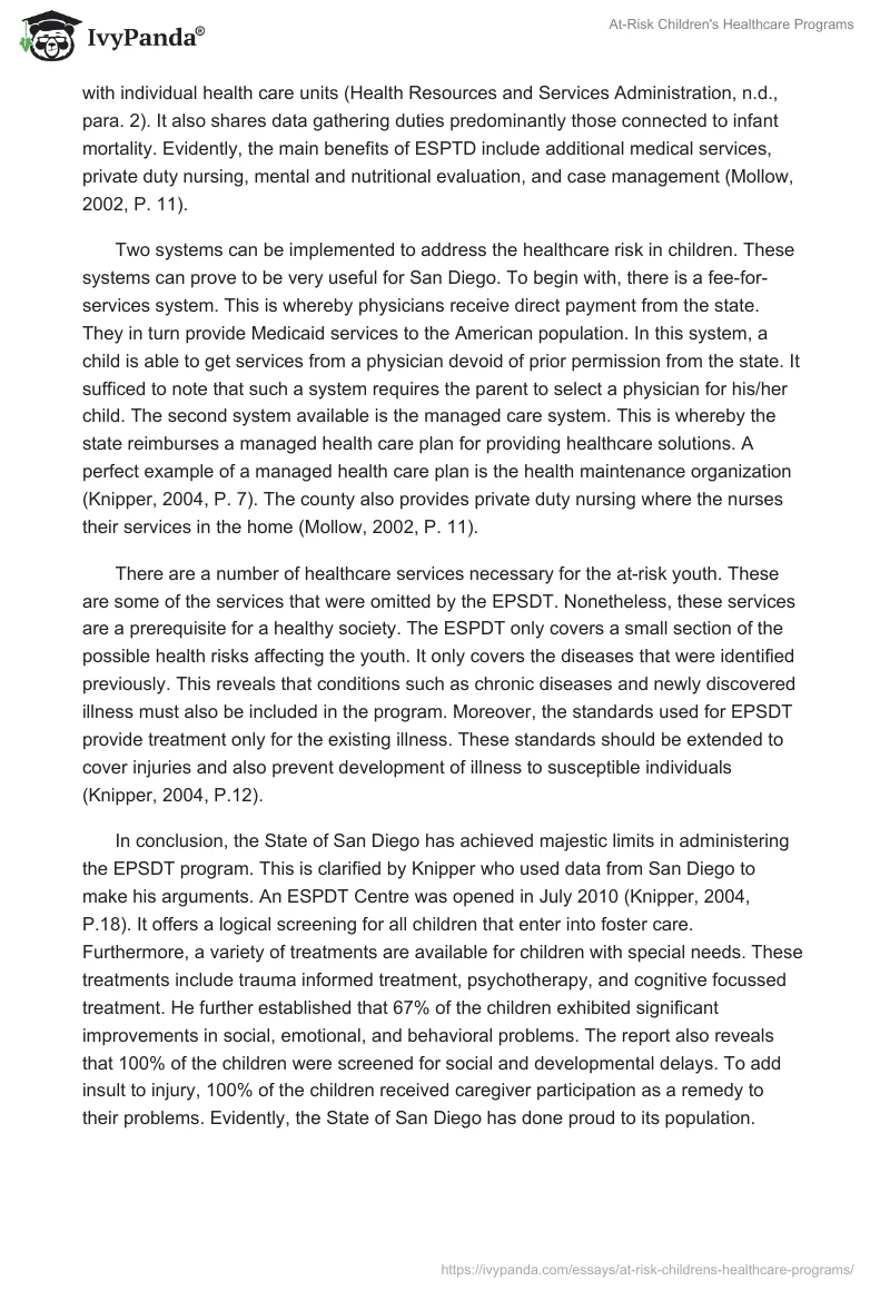 At-Risk Children's Healthcare Programs. Page 2