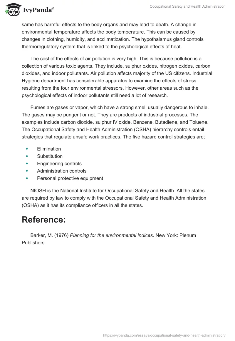 Occupational Safety and Health Administration. Page 2