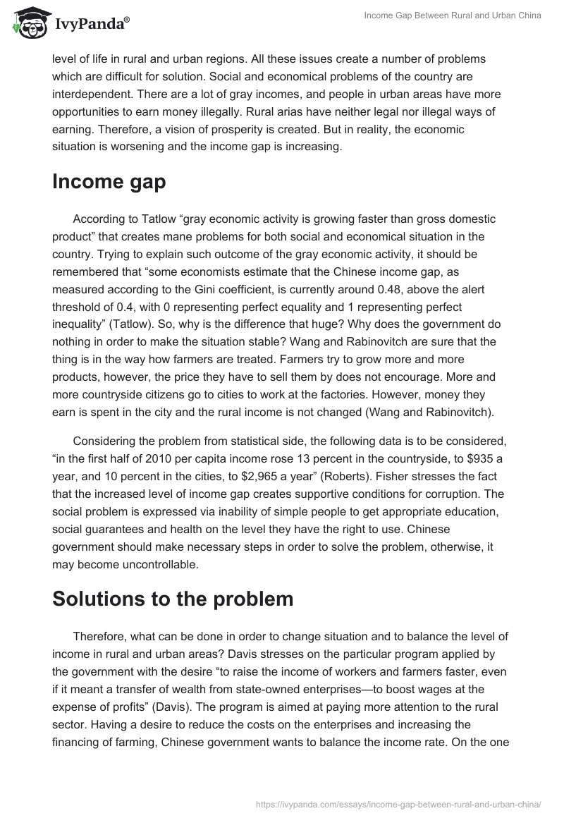 Income Gap Between Rural and Urban China. Page 2