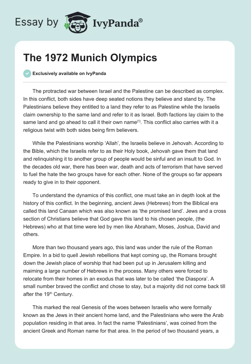 The 1972 Munich Olympics. Page 1