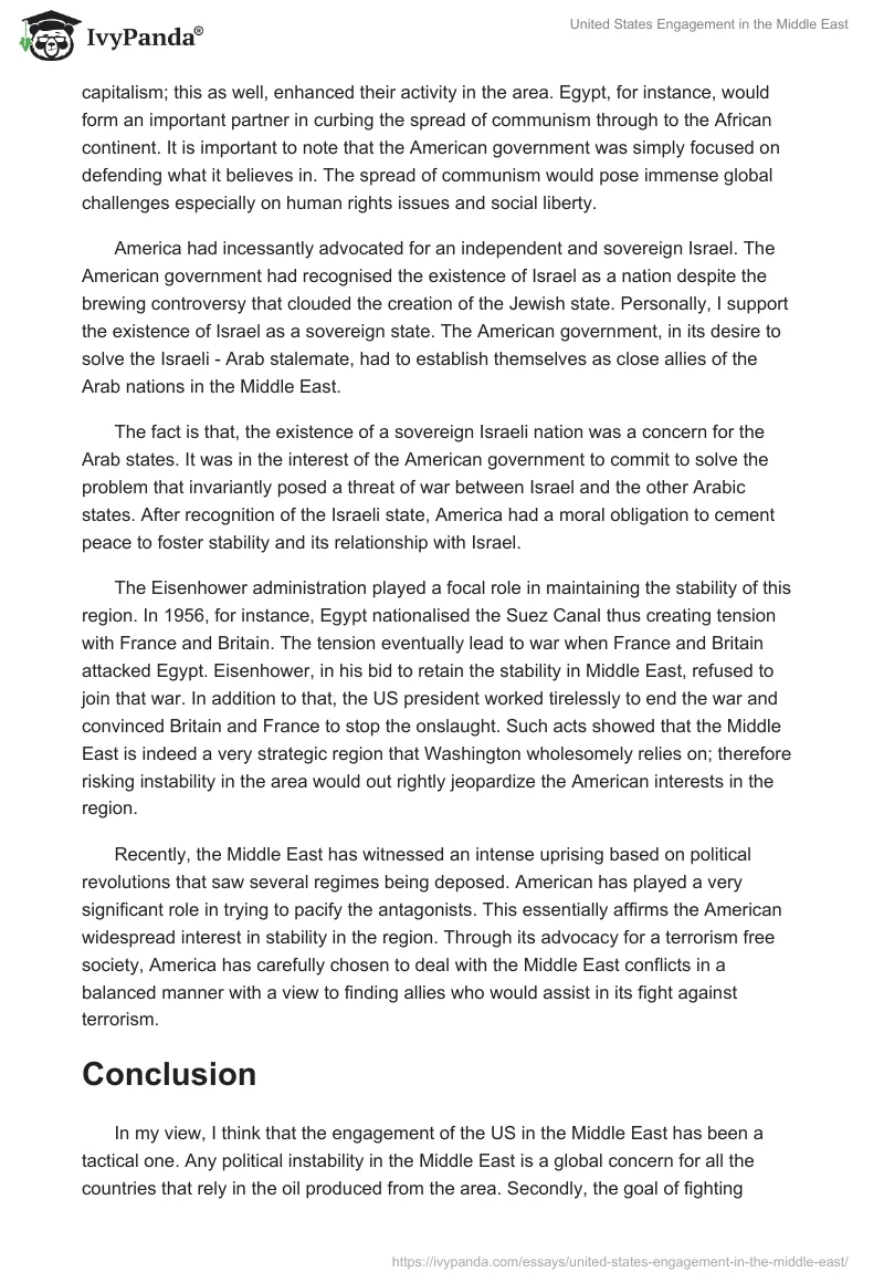 United States Engagement in the Middle East. Page 2