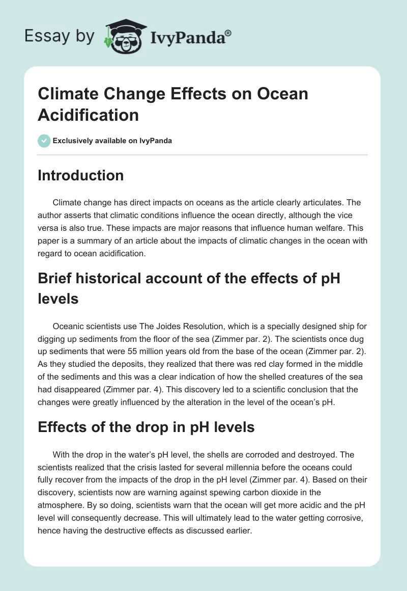 Climate Change Effects on Ocean Acidification. Page 1
