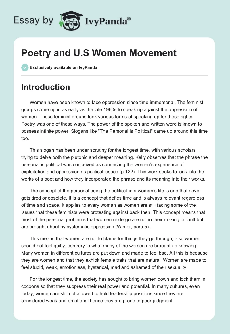 Poetry and U.S. Women Movement. Page 1