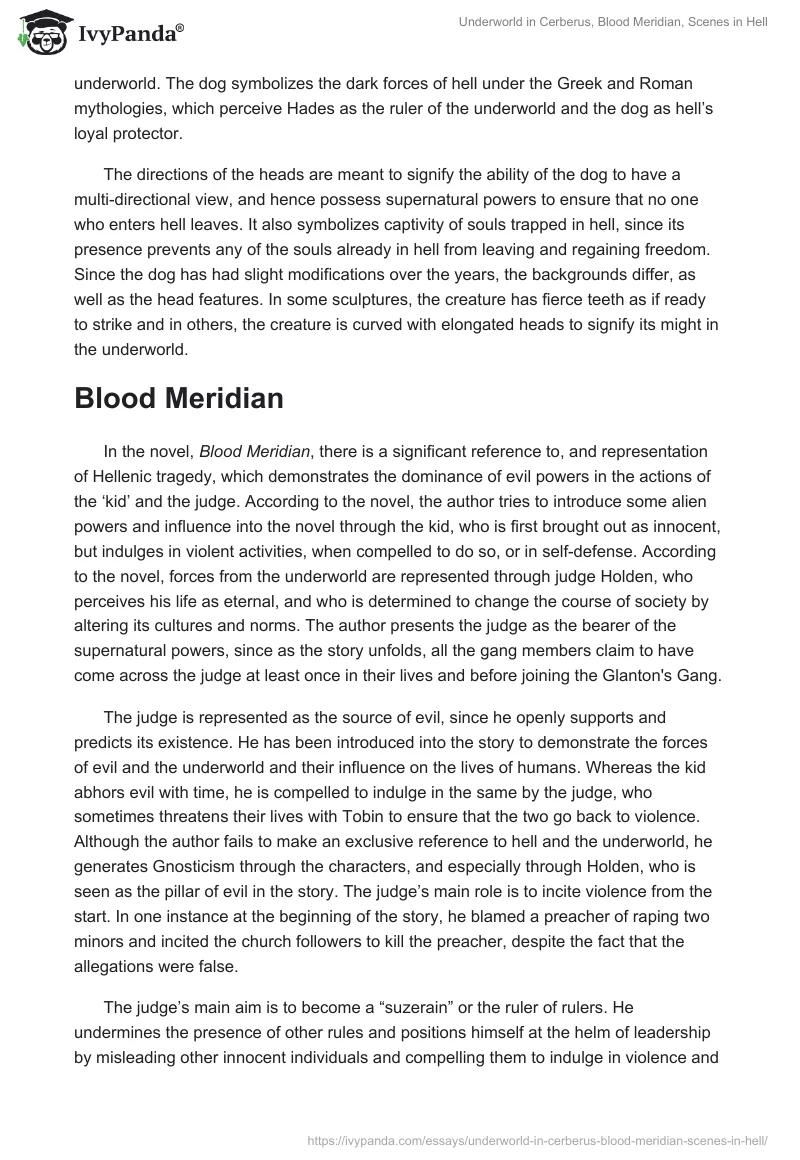 Underworld in Cerberus, Blood Meridian, Scenes in Hell. Page 2
