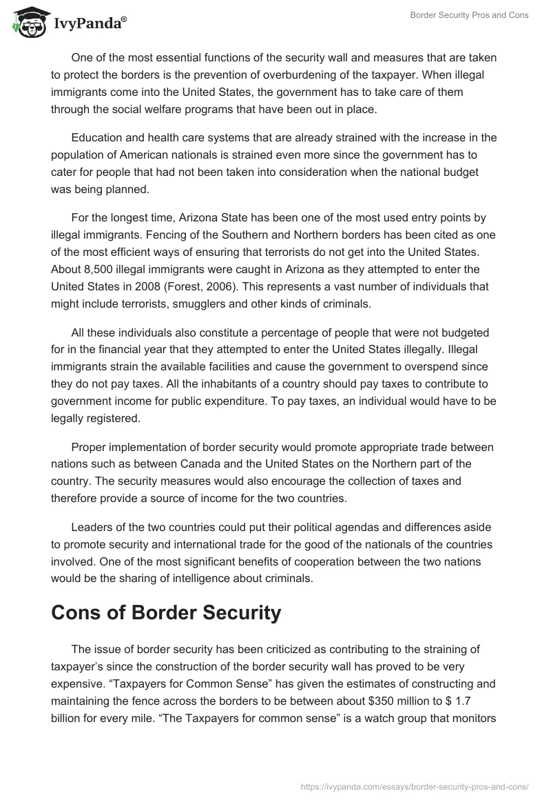 Border Security Pros and Cons. Page 2