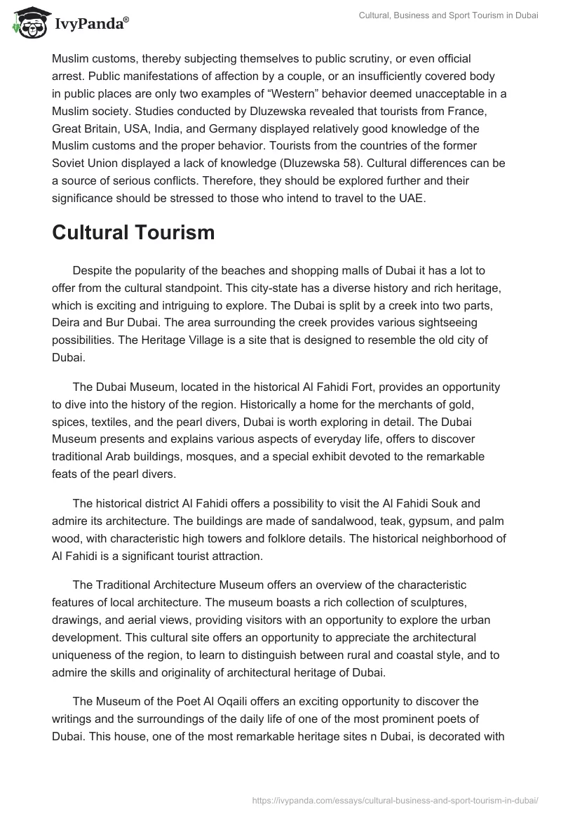 Cultural, Business and Sport Tourism in Dubai. Page 3