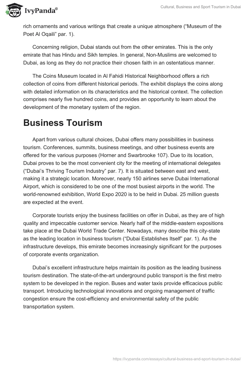 Cultural, Business and Sport Tourism in Dubai. Page 4