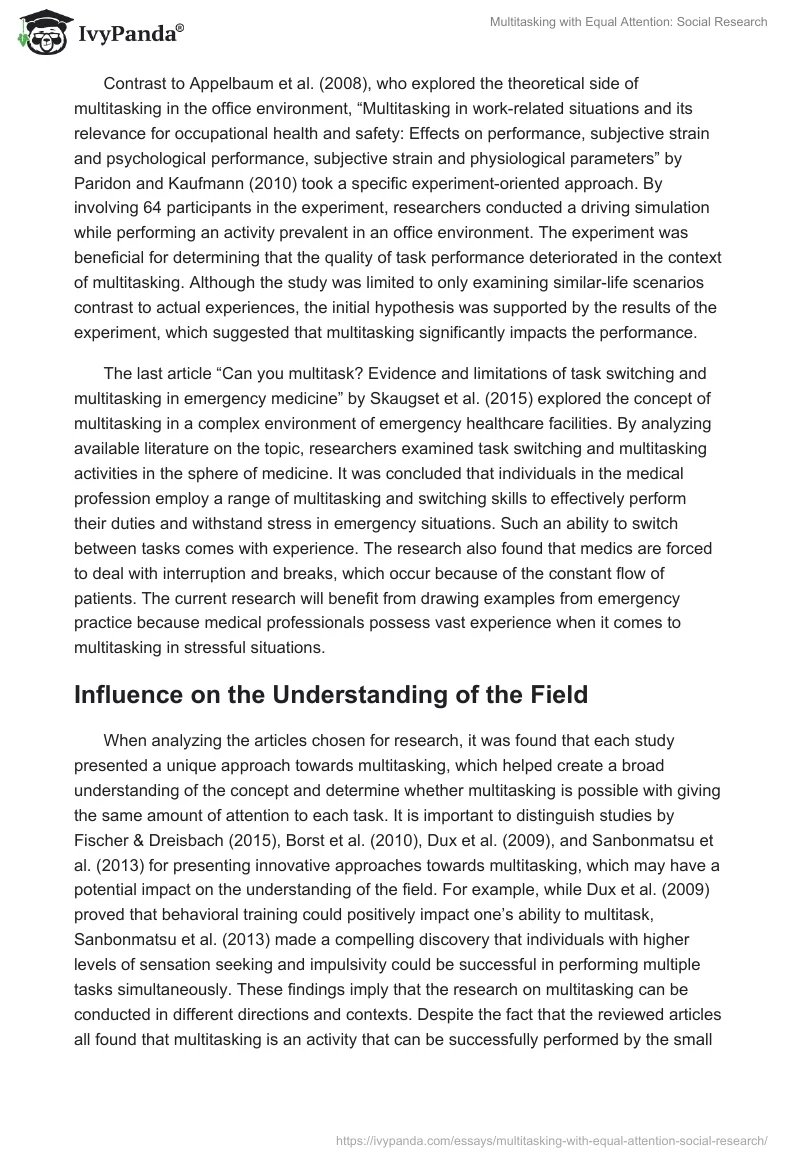 Multitasking with Equal Attention: Social Research. Page 4