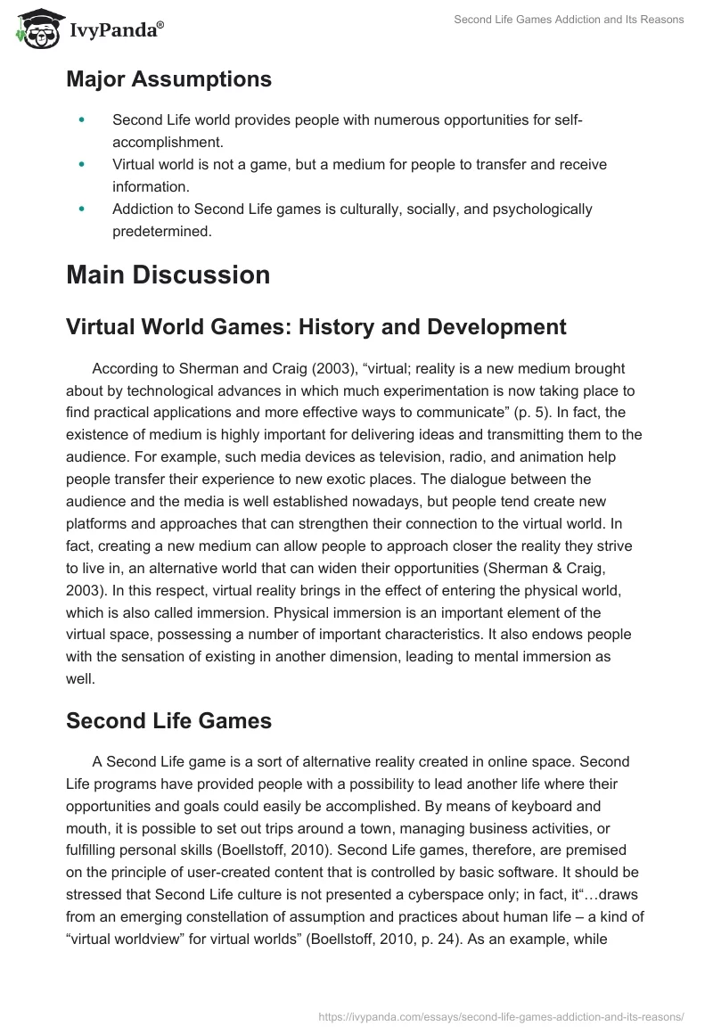 Second Life Games Addiction and Its Reasons. Page 2