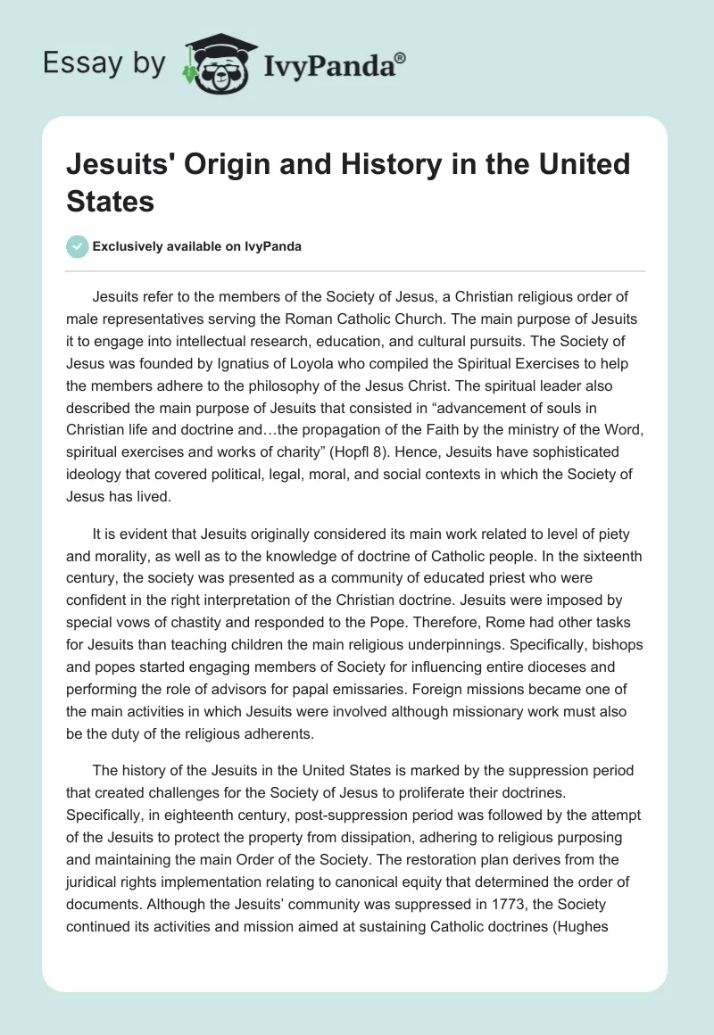 Jesuits' Origin and History in the United States. Page 1