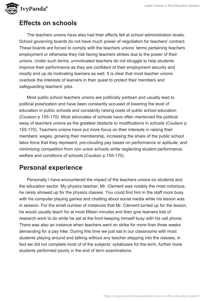Labor Unions in the Education System. Page 3