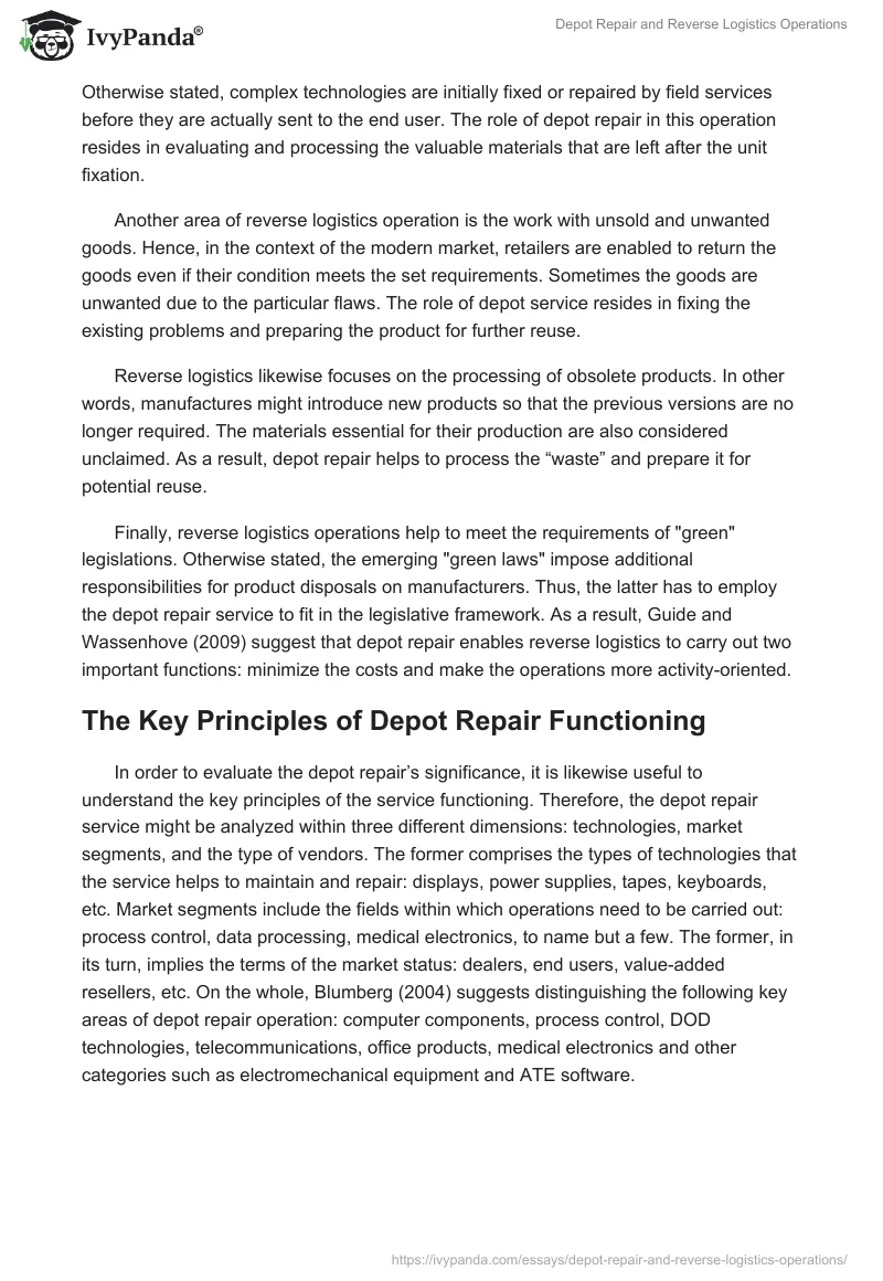 Depot Repair and Reverse Logistics Operations. Page 4