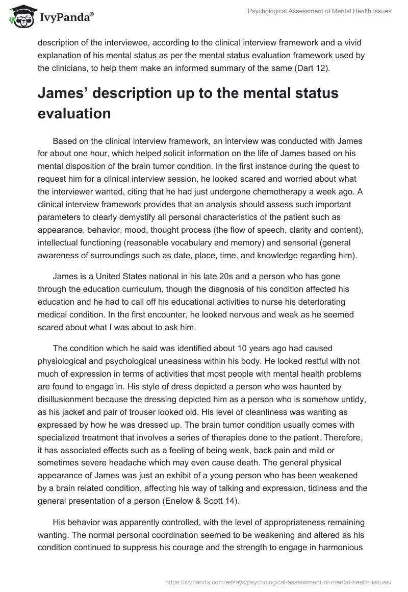 Psychological Assessment of Mental Health Issues. Page 2