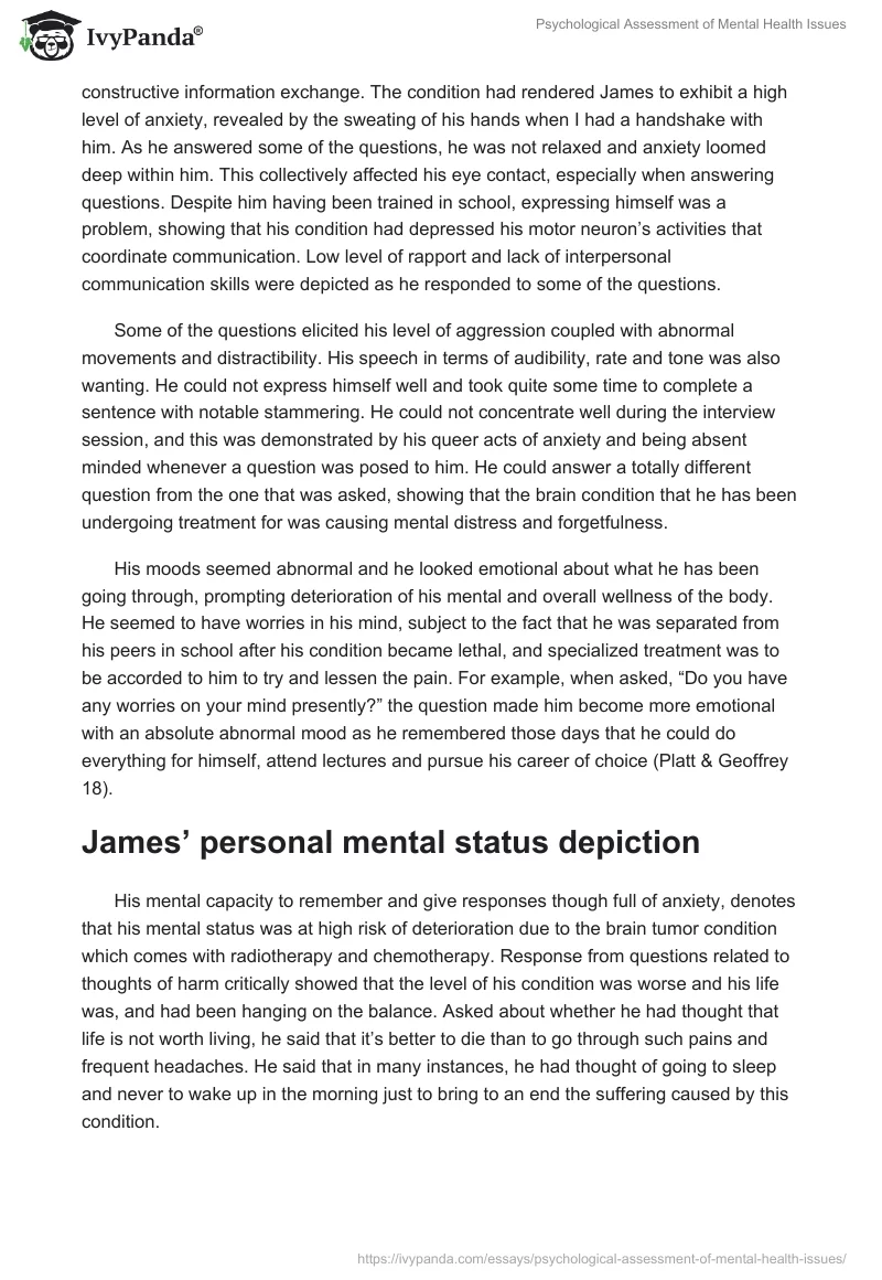 Psychological Assessment of Mental Health Issues. Page 3