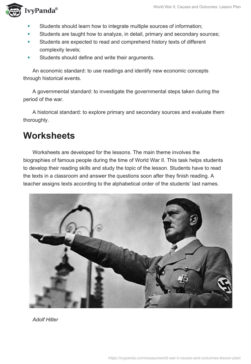 World War II, Causes and Outcomes: Lesson Plan. Page 3