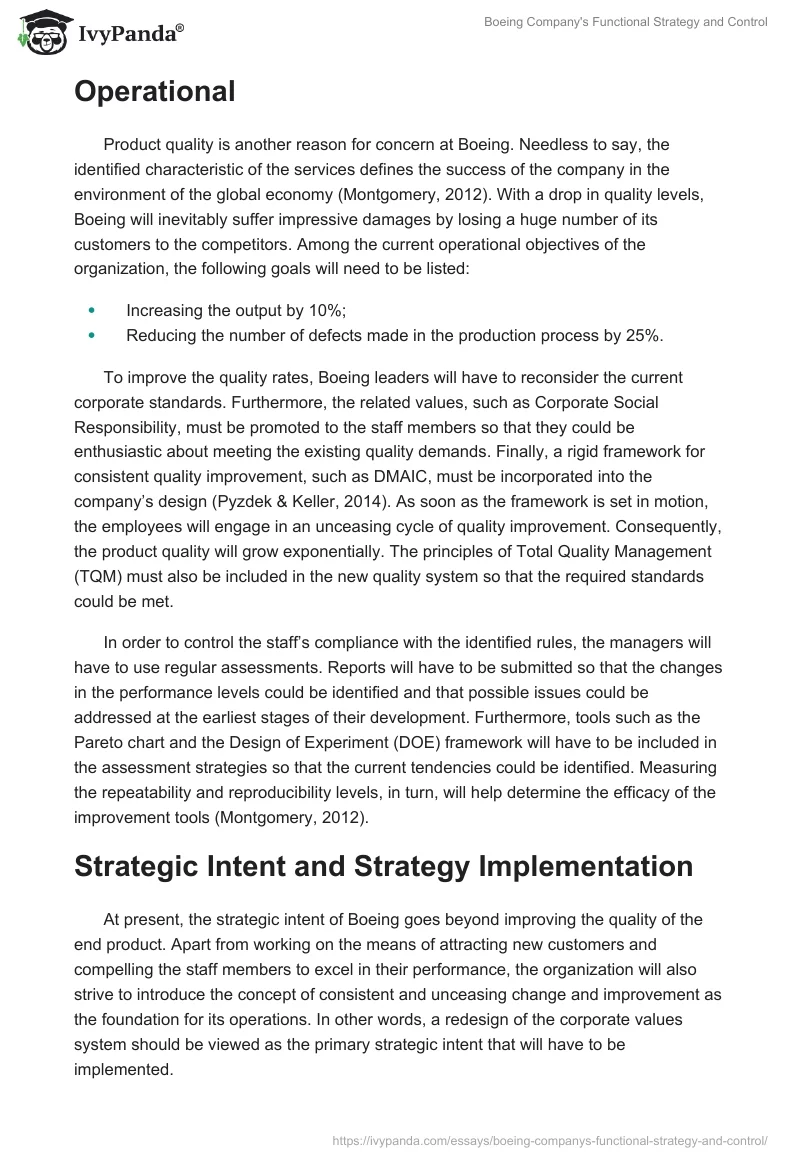 Boeing Company's Functional Strategy and Control. Page 2