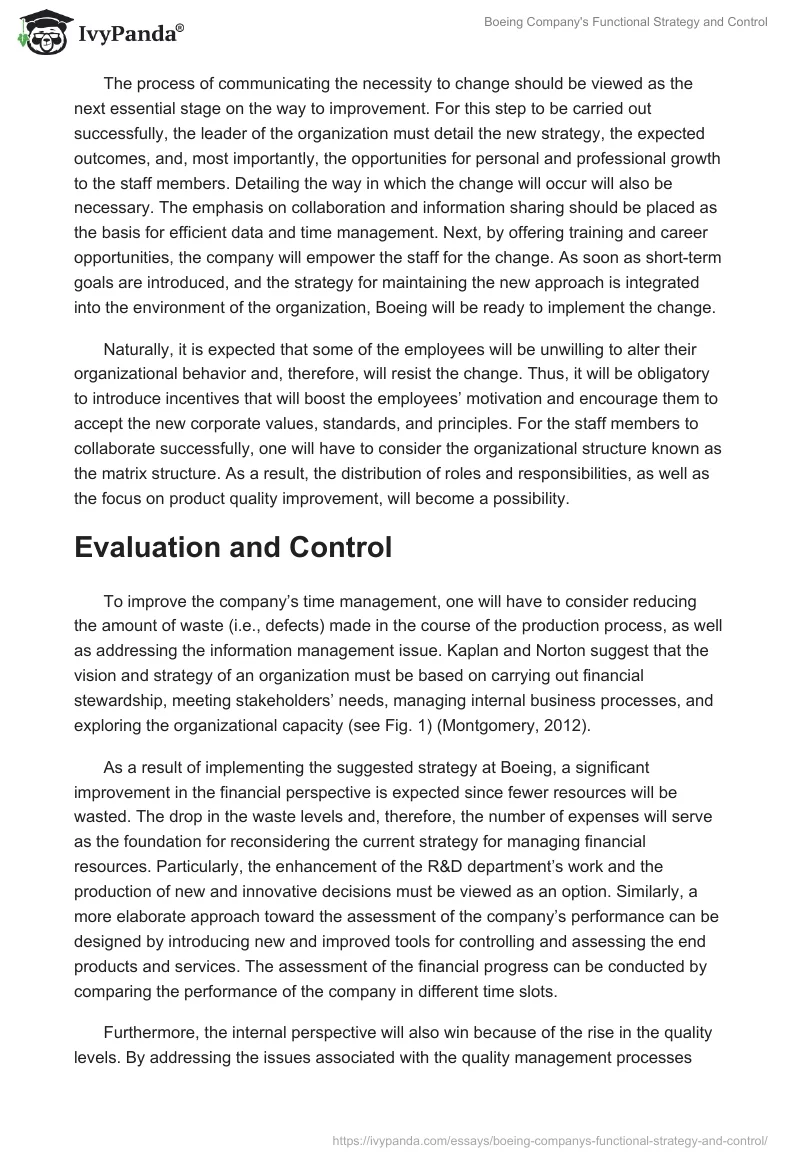 Boeing Company's Functional Strategy and Control. Page 4