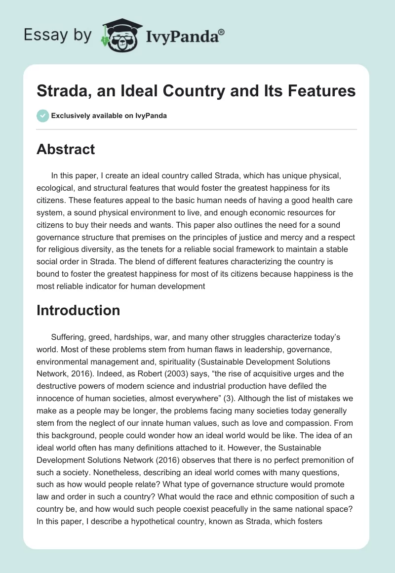 Strada, an Ideal Country and Its Features. Page 1