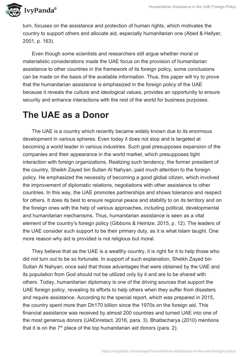 Humanitarian Assistance in the UAE Foreign Policy. Page 2