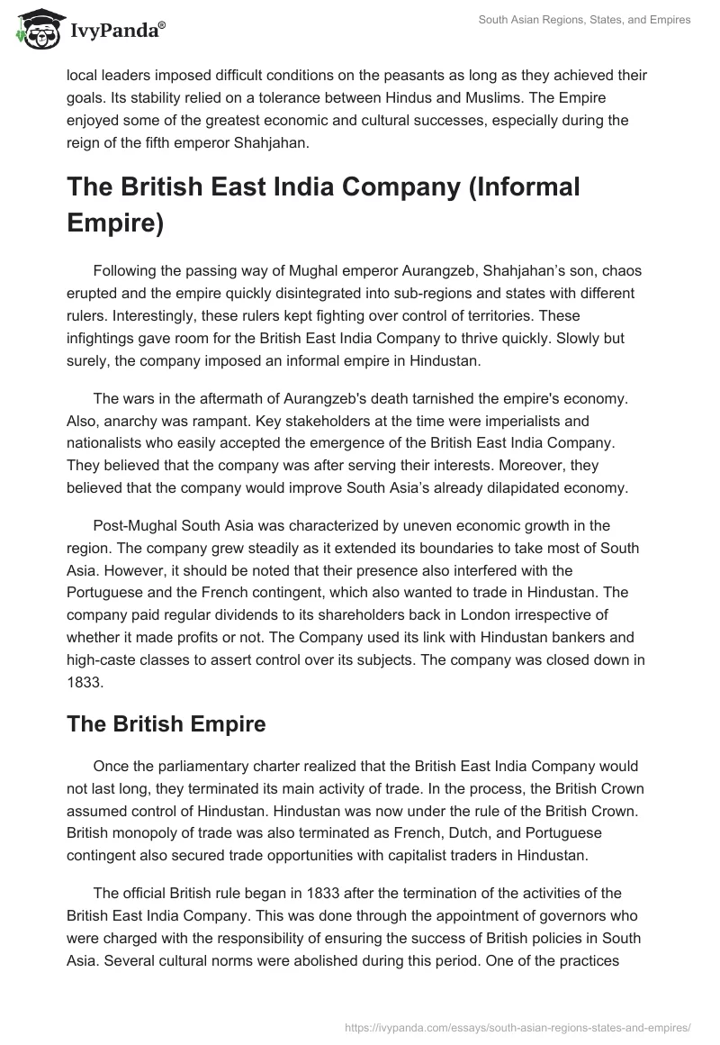 South Asian Regions, States, and Empires. Page 2