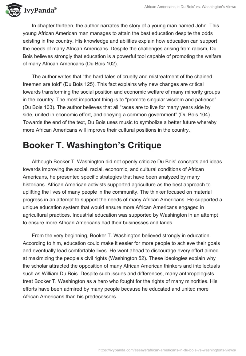 African Americans in Du Bois' vs. Washington's Views. Page 3