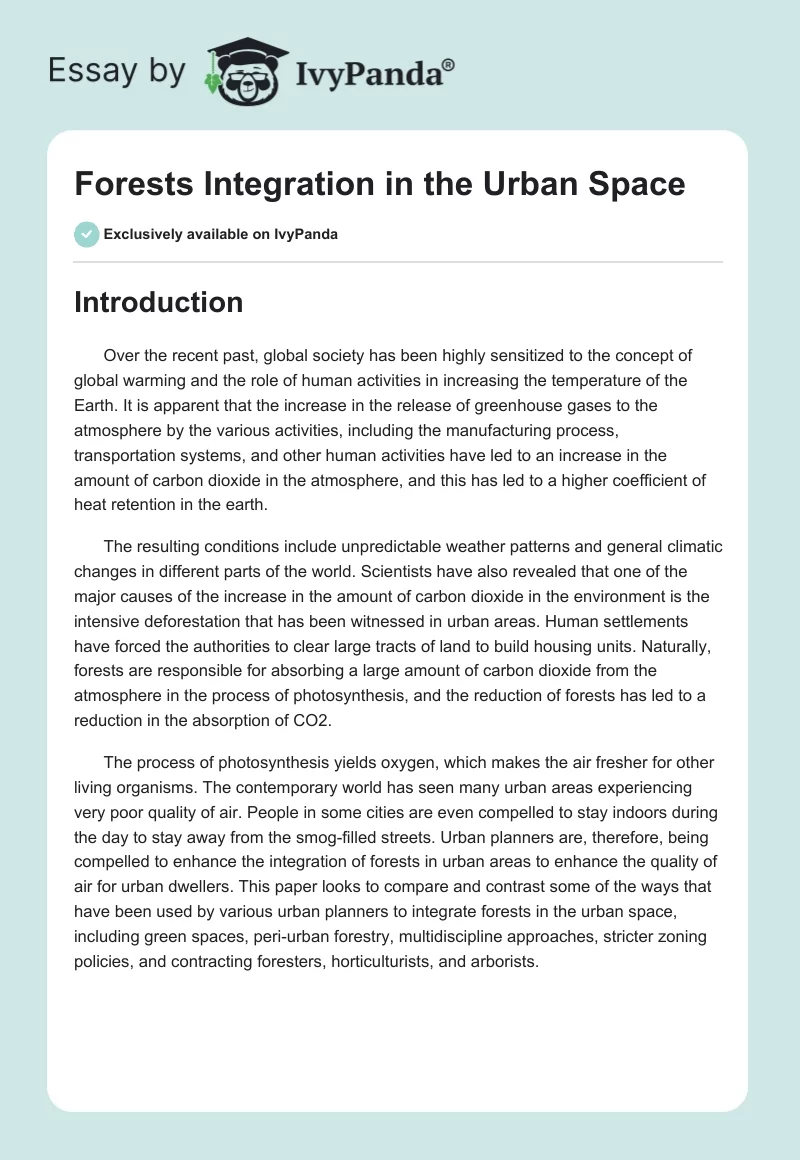 Forests Integration in the Urban Space. Page 1