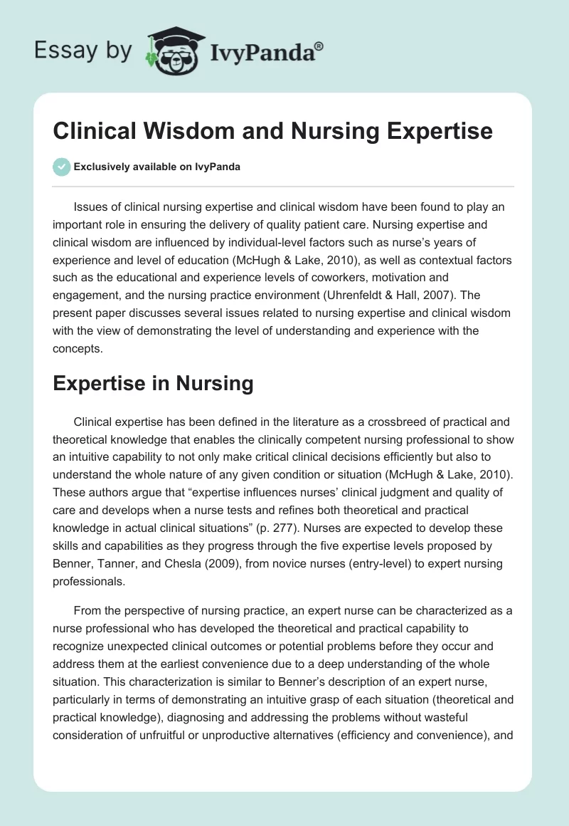 Clinical Wisdom and Nursing Expertise. Page 1