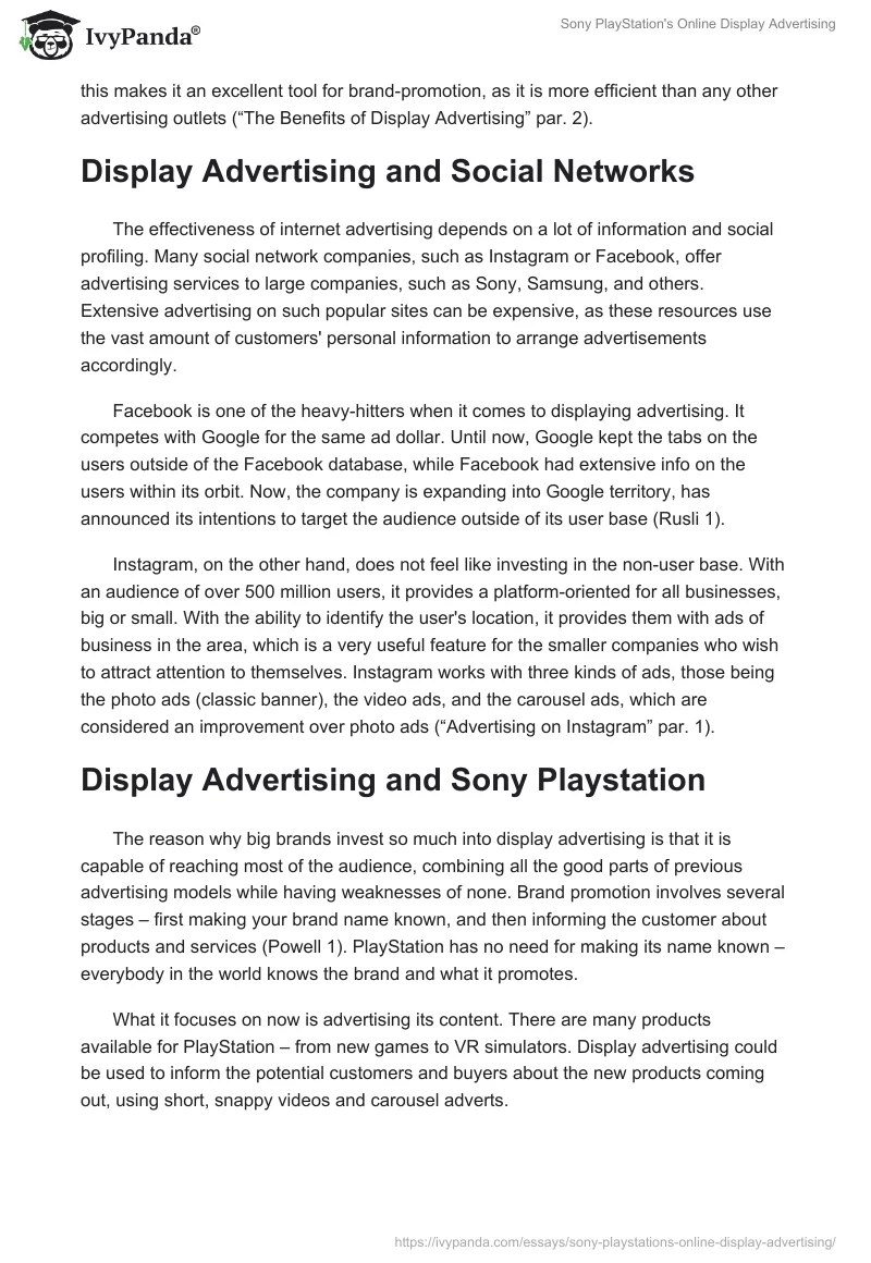 Sony PlayStation's Online Display Advertising. Page 2