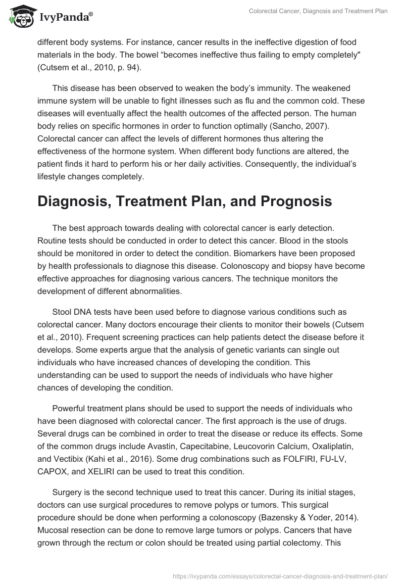 Colorectal Cancer, Diagnosis and Treatment Plan. Page 2