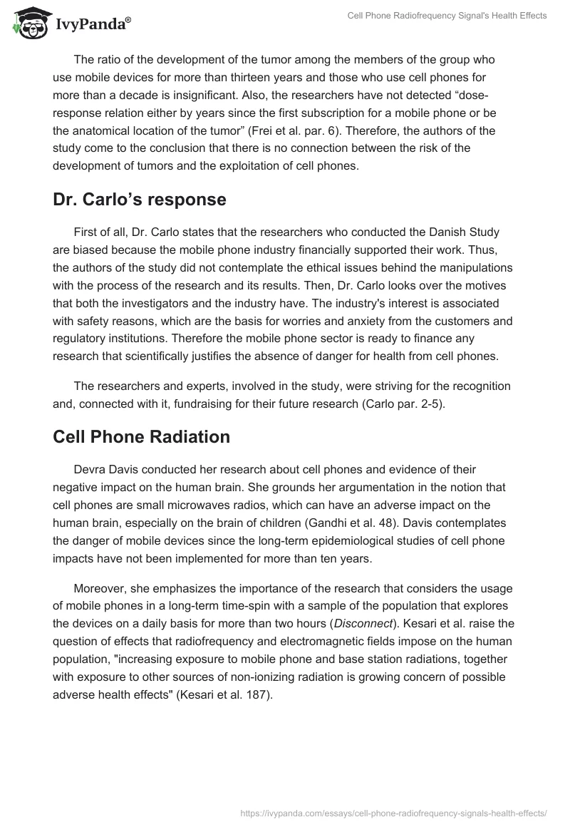 Cell Phone Radiofrequency Signal's Health Effects. Page 2