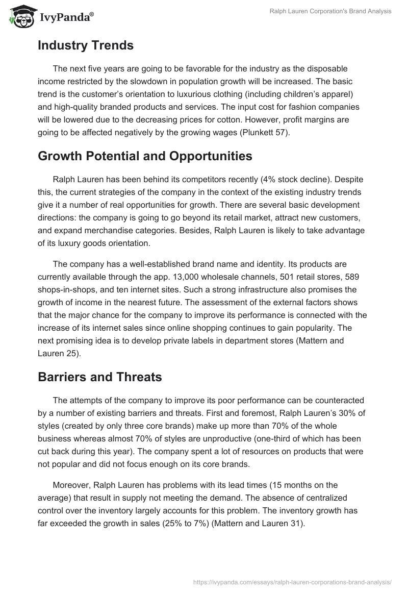 Ralph Lauren Corporation's Brand Analysis. Page 3