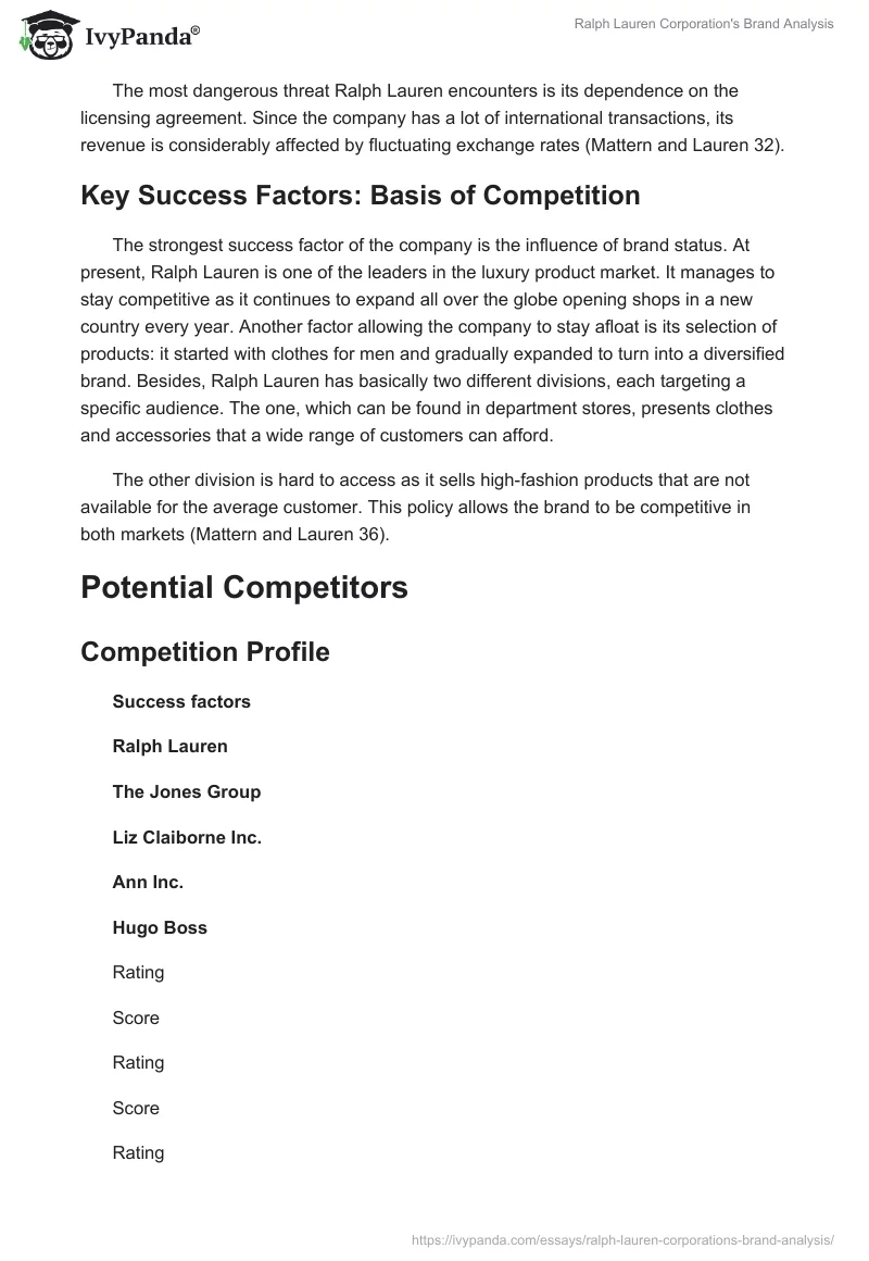 Ralph Lauren Corporation's Brand Analysis. Page 4