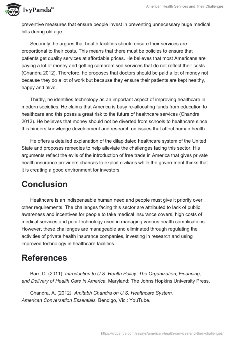 American Health Services and Their Challenges. Page 2