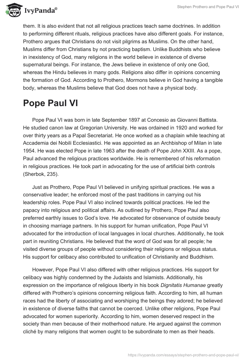 Stephen Prothero and Pope Paul VI. Page 2