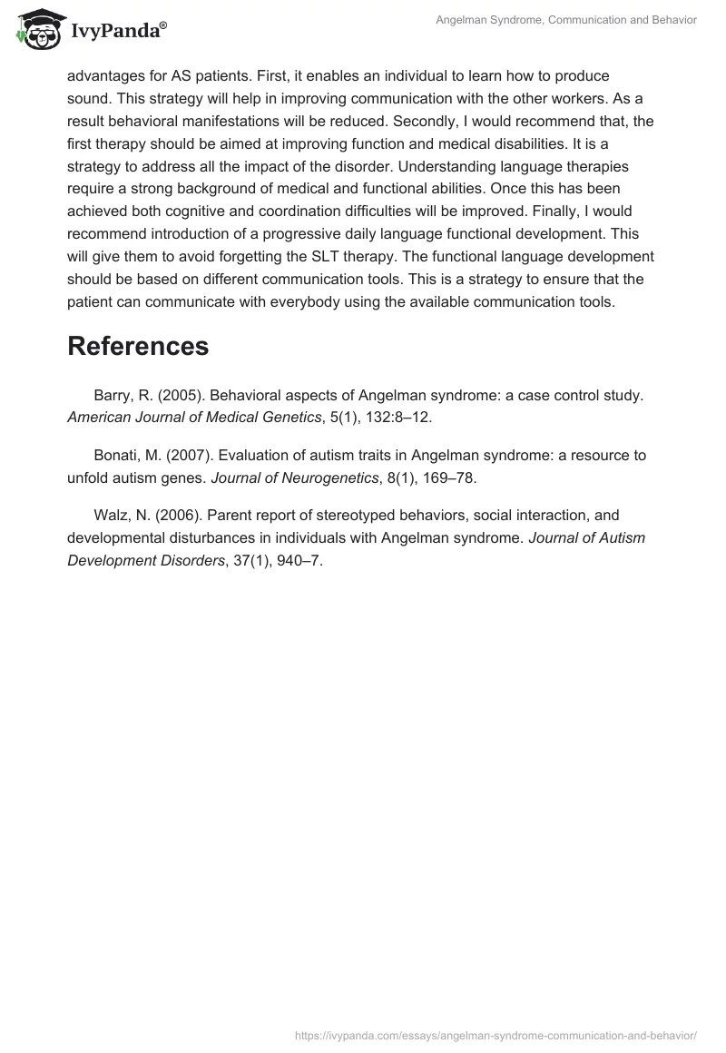 Angelman Syndrome, Communication and Behavior. Page 4