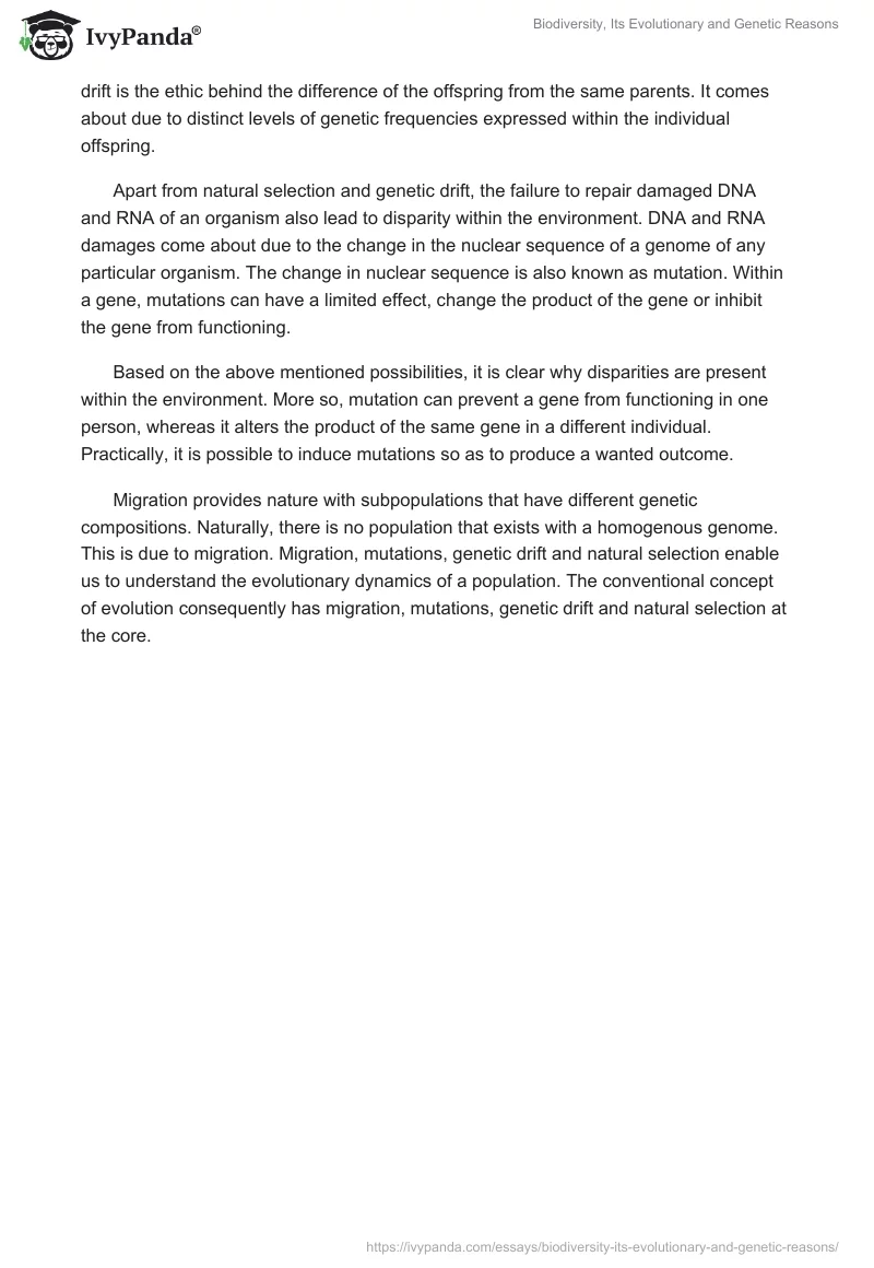 Biodiversity, Its Evolutionary and Genetic Reasons. Page 2
