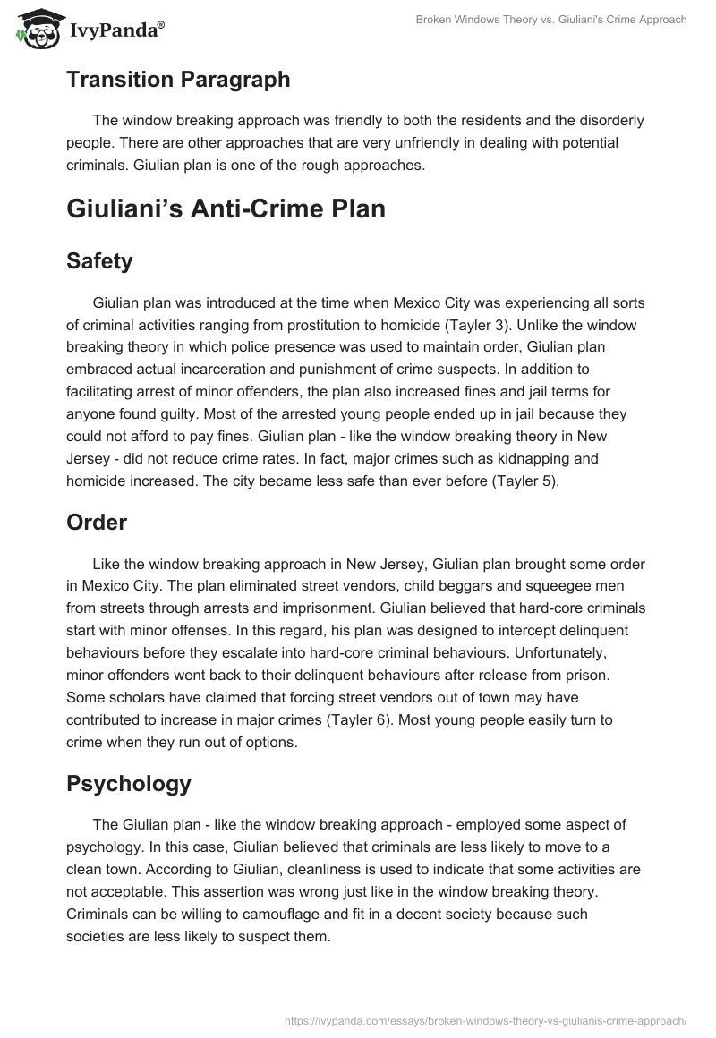 Broken Windows Theory vs. Giuliani's Crime Approach. Page 3