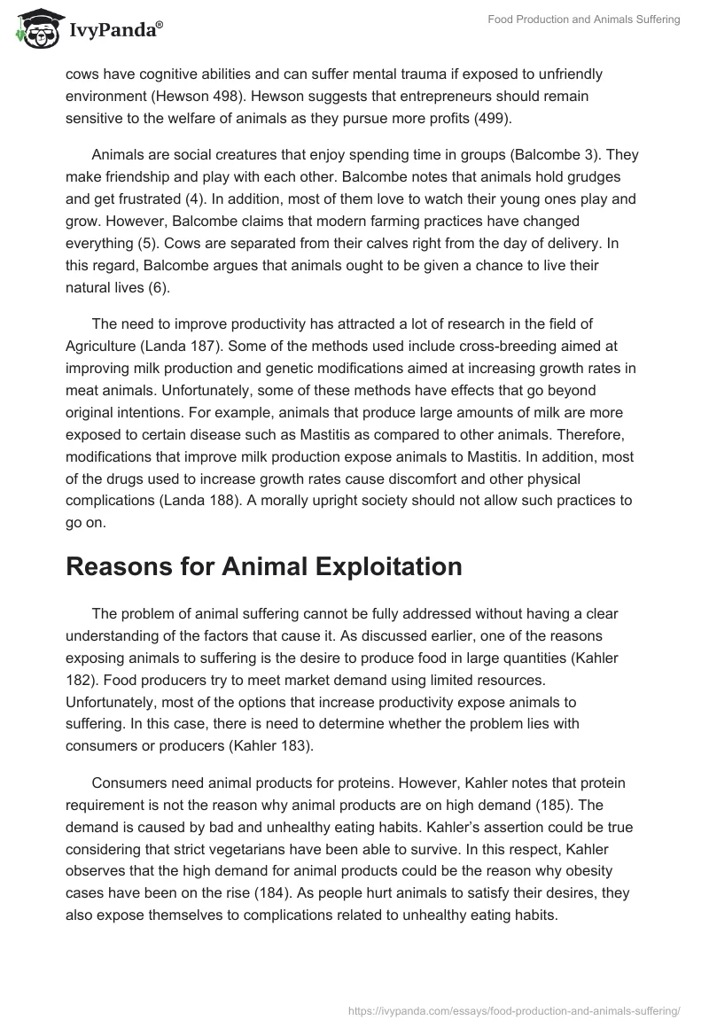 Food Production and Animals Suffering. Page 3