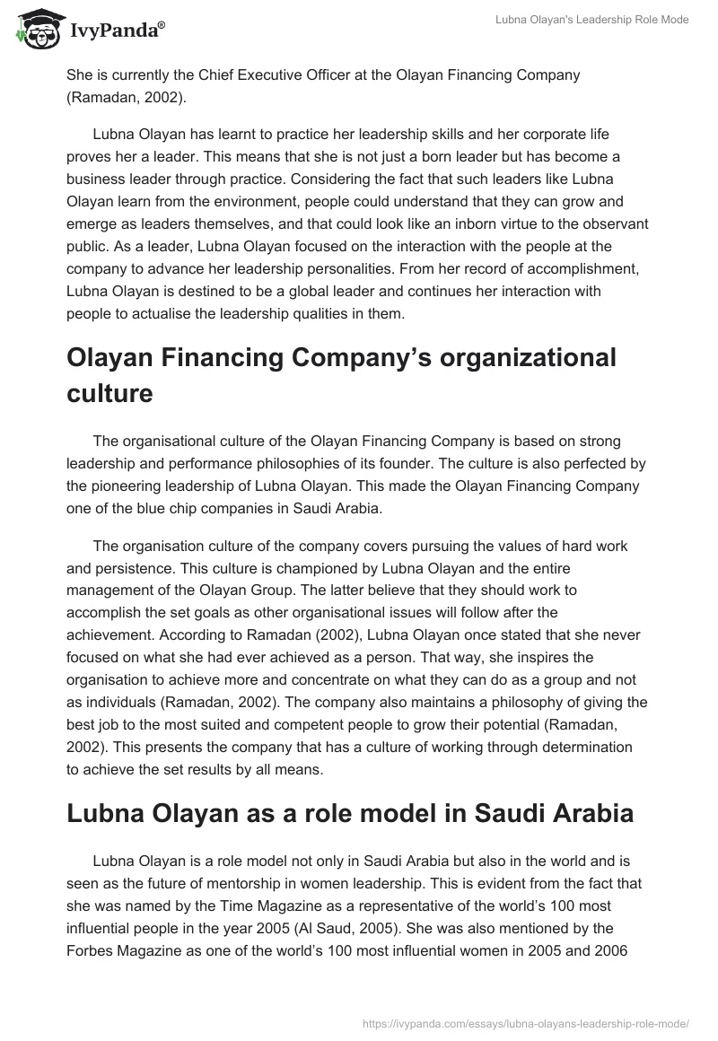 Lubna Olayan's Leadership Role Mode. Page 2