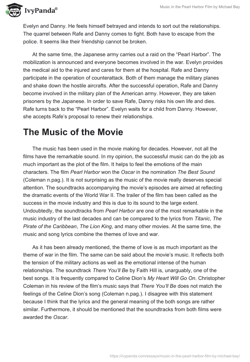 Music in the "Pearl Harbor" Film by Michael Bay. Page 2